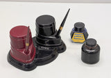 Morriset Banker's Dual Inkwell w Pens and ink c1940 Made in USA