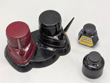 Morriset Banker's Dual Inkwell w Pens and ink c1940 Made in USA