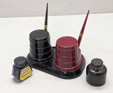 Morriset Banker's Dual Inkwell w Pens and ink c1940 Made in USA