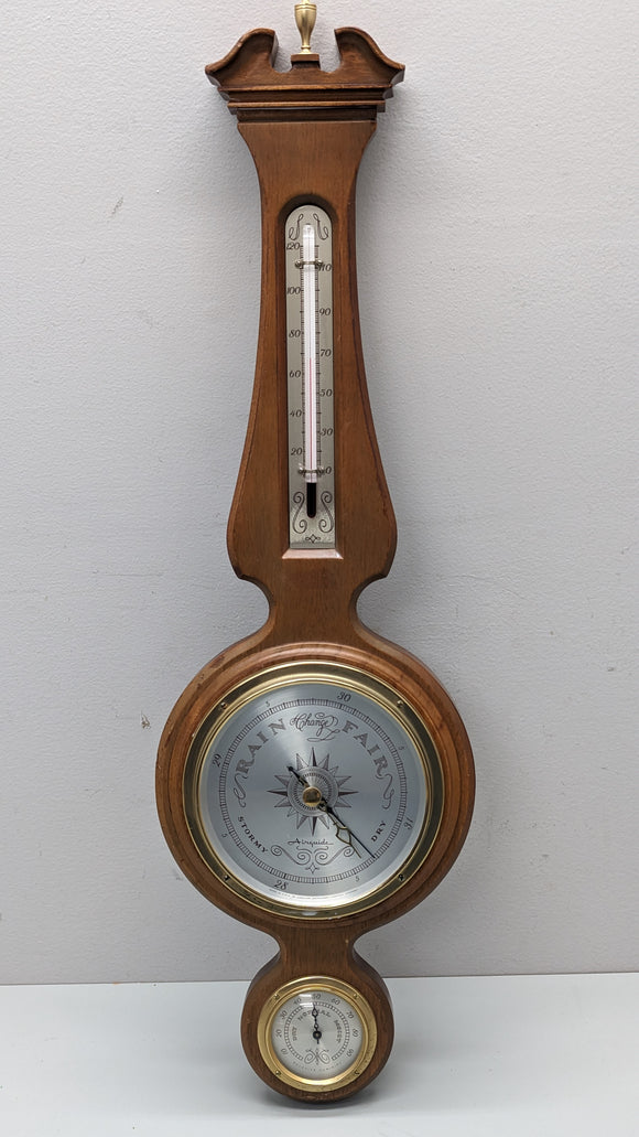 English Georgian Banjo Wheel Barometer/Thermometer/Hygrometer - AIRGUIDE