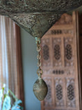 Moorish Islamic two piece, pierced copper 'Mosque' lantern c1900