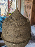 Moorish Islamic two piece, pierced copper 'Mosque' lantern c1900