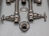 c1900 Tub Tower Drain with faucets, shutoff valves, elephant-trunk style spout