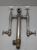 c1900 Tub Tower Drain with faucets, shutoff valves, elephant-trunk style spout