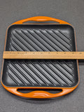 Le Creuset Enameled Cast Iron Square Grill Carre 24cm 9.5 in orange