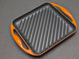 Le Creuset Enameled Cast Iron Square Grill Carre 24cm 9.5 in orange