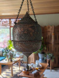 Moorish Islamic two piece, pierced copper 'Mosque' lantern c1900