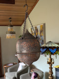 Moorish Islamic two piece, pierced copper 'Mosque' lantern c1900