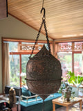 Moorish Islamic two piece, pierced copper 'Mosque' lantern c1900