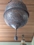 Moorish Islamic two piece, pierced copper 'Mosque' lantern c1900
