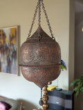 Moorish Islamic two piece, pierced copper 'Mosque' lantern c1900