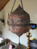 Moorish Islamic two piece, pierced copper 'Mosque' lantern c1900
