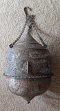 Moorish Islamic two piece, pierced copper 'Mosque' lantern c1900