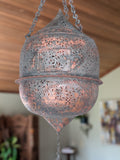 Moorish Islamic two piece, pierced copper 'Mosque' lantern c1900