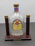 Seagrams Crown Royal 1.75L Decanter (empty) on Mahogany Tilt Pour Stand
