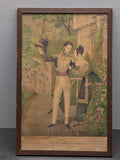 Antique 1835 Framed Lithograph "The Soldier's Adieu" DW Kellogg & Co