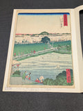 1871 Japanese print by Shosai Ikkei "Mimeguri Shrine with Distant View of Matsuchiyama Hill"
