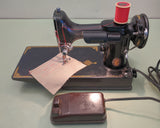 1951 Singer 221 Featherweight Centennial* Blue-Badge Sewing Machine w/Pedal and Case F*S