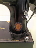 1951 Singer 221 Featherweight Centennial* Blue-Badge Sewing Machine w/Pedal and Case F*S