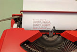 Olivetti Bambina Manual Portable Typewriter ready to type - Fire Engine Red F*S