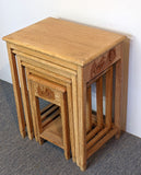 George Zee Asian Modern Chinese Hand Carved Teak Nesting Side Tables Set Of 4 F*S