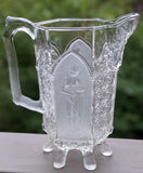 c1875 Gillinder* Six Side Frosted Panel #403 Classic Water Pitcher F*S