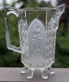 c1875 Gillinder* Six Side Frosted Panel #403 Classic Water Pitcher F*S