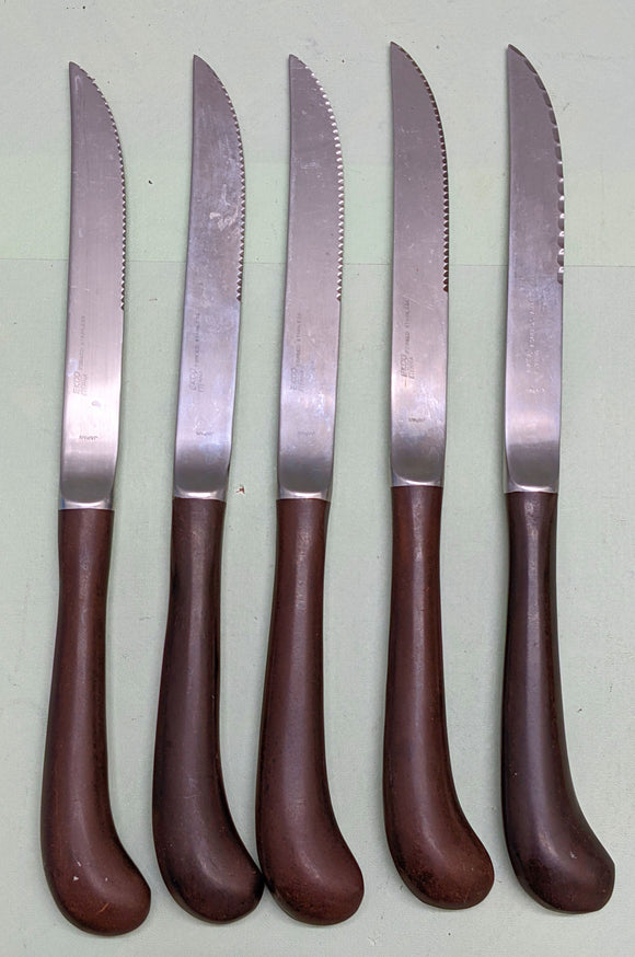 Ekco Eterna Colonial Americana* Phenolic Handle - Forged Stainless Steak Knives 5 pieces 9