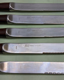 Ekco Eterna Colonial Americana* Phenolic Handle - Forged Stainless Steak Knives 5 pieces 9" long F*S