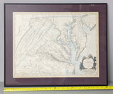 1755 Vaugondy Map of the Chesapeake* Bay, Virginia, Maryland, and Delaware F*S