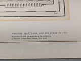 1755 Vaugondy Map of the Chesapeake* Bay, Virginia, Maryland, and Delaware F*S