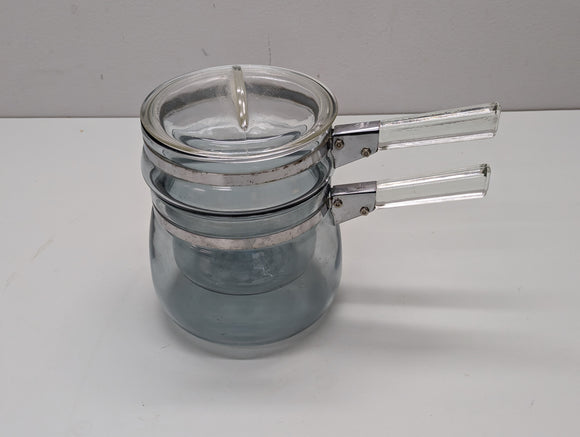 PYREX Flameware Blue bubble 1-1/2qt Double Boiler with lid F*S