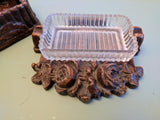 Syroco Pressed Wood Ornate Cigarette box and ashtray F*S