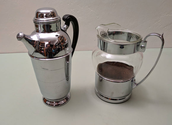 Farber Brothers Krome-Kraft ART DECO cocktail shaker and pitcher set F*S