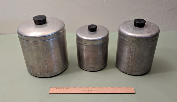 1950s * Brushed Alum Nesting Canister Set Flour-Sugar-Coffee F*S