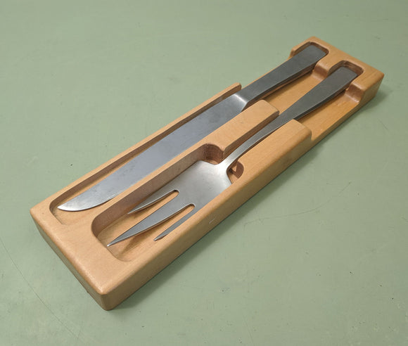 Gense Swedish Mid-Century Carving Set - Stainless Steel in ash holder F*S