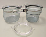 PYREX Flameware Blue bubble 1-1/2qt Double Boiler with lid F*S