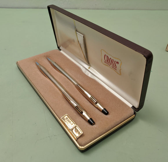 CROSS 10k * Gold Filled Pen Pencil Set With Case & Booklet F*S