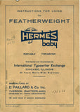 Hermes Baby Featherweight Manual Portable Typewriter owner's and user's manual PDF format
